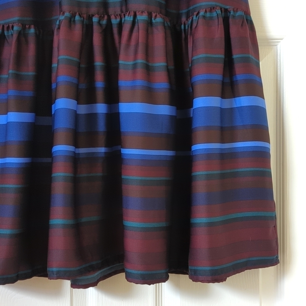 Banana Republic Striped Sleeveless Halter Flounce Hem A-Line Midi Dress Maroon S - Picture 11 of 15